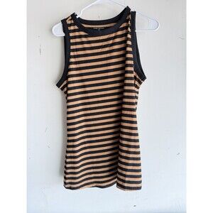 Lane Bryant Womens 18/20 Striped Tank Top Black Brown Stretch Plus Size